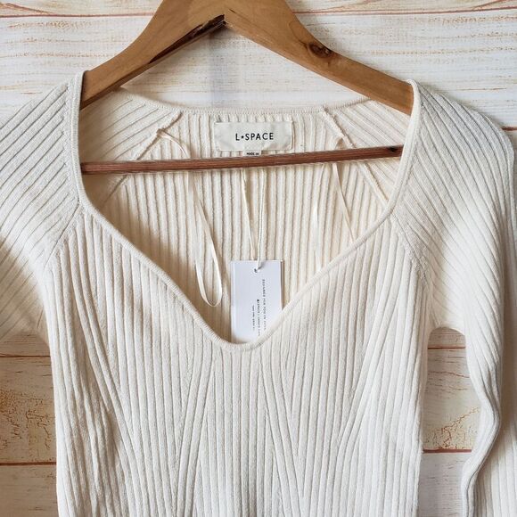 L*Space Ribbed Knit Cropped Top Raglan Sleeves Women's Size Medium - Picture 6 of 10